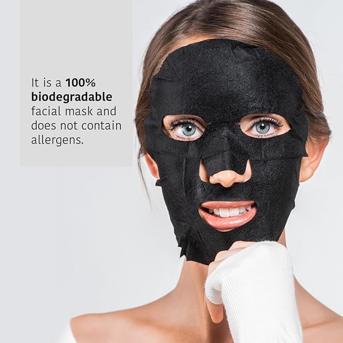 IROHA NATURE Rebalancing & Hydrating Tissue Face Mask | 15 Pieces | With Charcoal & Hyaluronic Acid | Deep Purifying for Clean, Clear Skin | Results in 15 Minutes | 100% Vegan