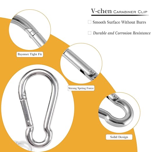 200Pcs Carabiner Clip Spring Snap Hook, M4 1.55 Inch Heavy Duty Galvanized Steel Spring Snap Hook, Quick Link Keychain Clip for Keys Swing Set Camping Fishing Hiking Traveling