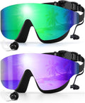 Swim Goggles, Frameless Wide View Swimming Goggles, Anti-Fog Anti-UV No Leaking Pool Goggles for Men Women Adult