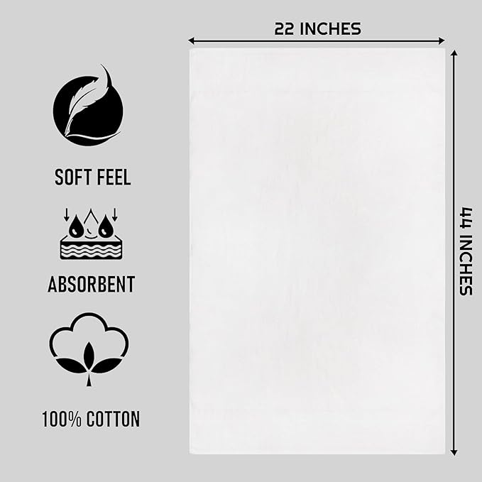 CH White Bath Towels Bulk - 22 x 44 Inches, 100% Cotton Economy Light Weight Towels for Commercial Use - Quick Dry, Ultra-Soft, and Absorbent Bulk Towels (24 Pack)