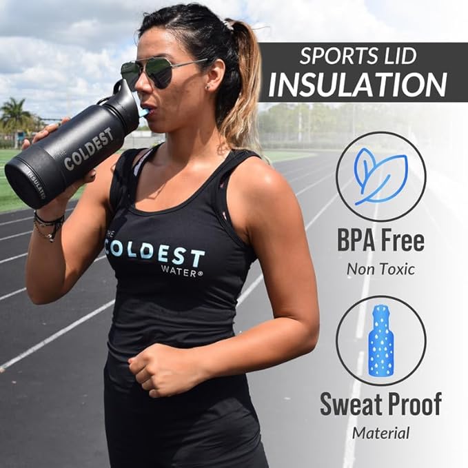 Coldest Insulated Water Bottle with Straw Lid - Stainless Steel Metal Insulated Bottle for Men & Women (Rose Gold Glitter, 14 oz)