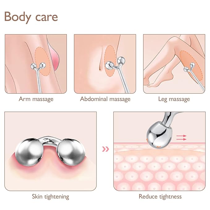 Tekson Faical Roller Massager, 3D Metal Face Massage Tool for Reduce Puffiness, Remove Eye Wrinkles, Face Lift, Increase Firmness, Anti-Aging, Skin Tightening (Zinc Alloy)