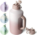 BOTTLE BOTTLE Insulated Water Bottle 64 oz with Straw and Dual-use Lid Stainless Steel Water Bottle with Handle Vacuum Stainless Steel Jug for Workout and Sports pink gradient