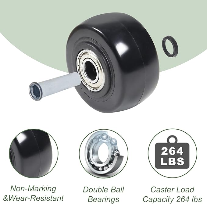 4Pcs 3 Inch Push Cart Wheels PU Caster Wheel Transport Rolling, Cargo Elevator Front Wheels, Compatible for KW181 Wheels, Platform Trucks, Grill 3" x 1.25" Wheels 3/8" axle