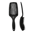 INATEKPRO Curved Vented Boar Bristle Detangler Brush - Black | LARGE