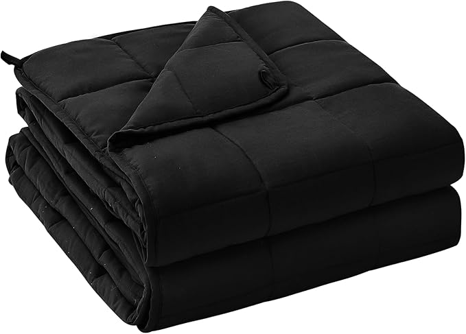 yescool Weighted Blanket for Adults (25 lbs, 88” x 104”, Black) Cooling Heavy Blanket for Sleeping Perfect for 240-260 lbs, King Size Breathable Blanket with Premium Glass Bead