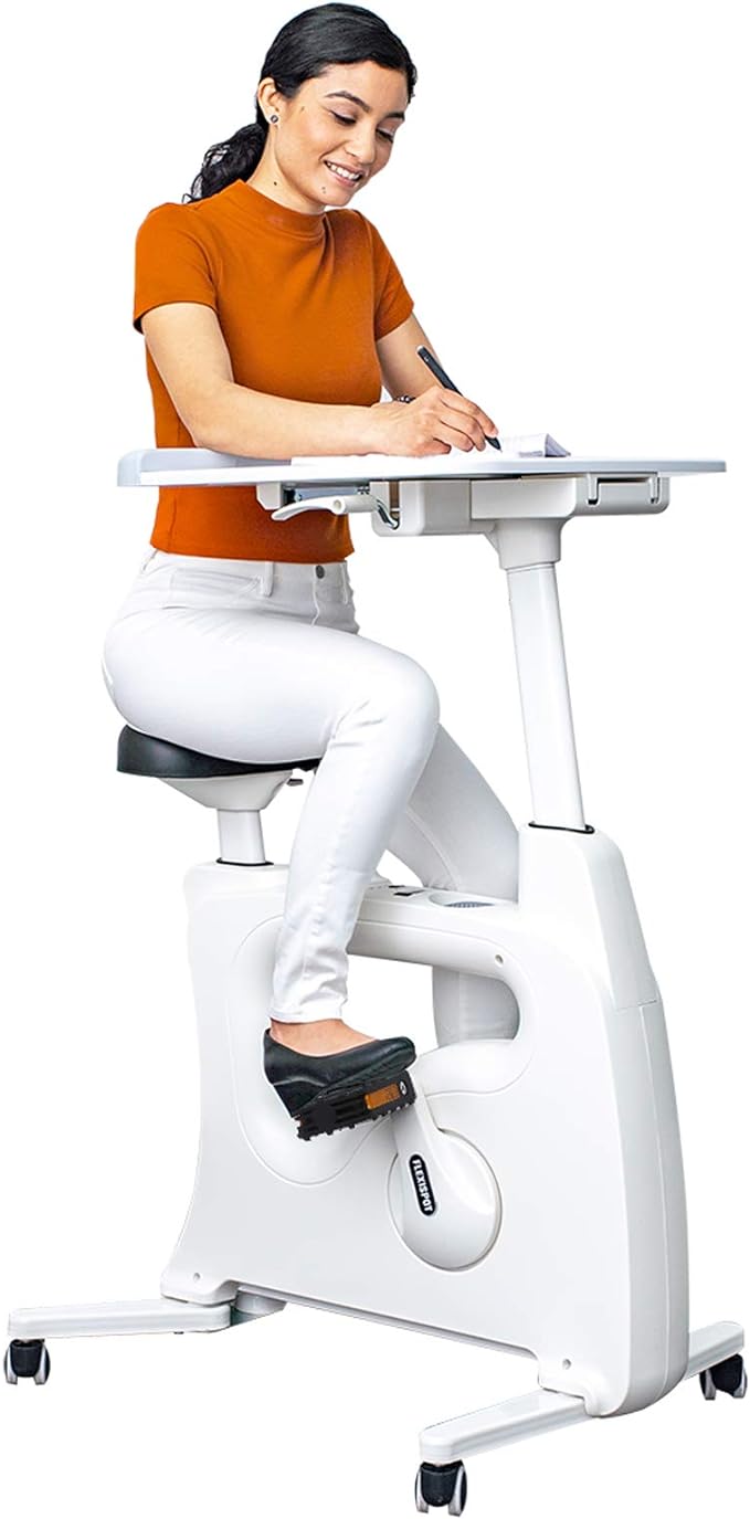 FLEXISPOT Exercise Bike with 2D Desktop, Space Saving Under Desk Bike with Removable Desk, Stationary Bikes Indoor Bikes with 300LBS Heavy Duty 8-Level Resistance Flywheel Optional LCD, V9PRO/V9MAX