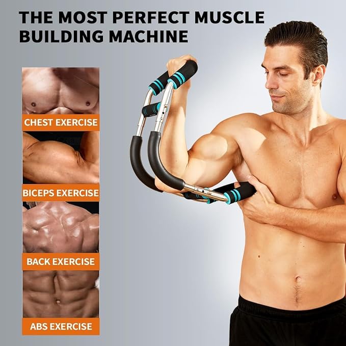 40-100 LBS Adjustable Power Twister Arm Trainer, Forearm Triceps Chest Enhanced Exercise Strengthener, Portable Detachable Spring Resistance Upper Body Fitness Machine for Home & Gym Workout Equipment