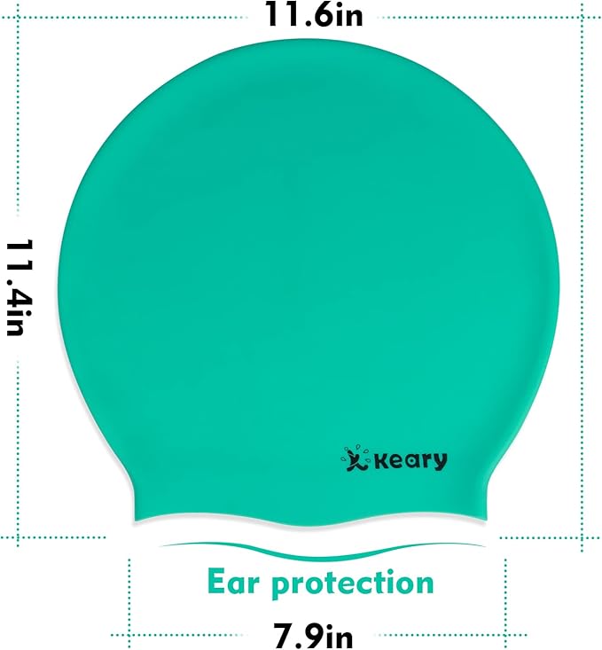 Keary Extra Large Swim Cap for Braids and Dreadlocks Extensions Weaves Long Hair, Waterproof Silicone Cover Ear Bath Pool Shower Swimming Cap for Adult Youth to Keep Hair Dry, Easy to Put On and Off