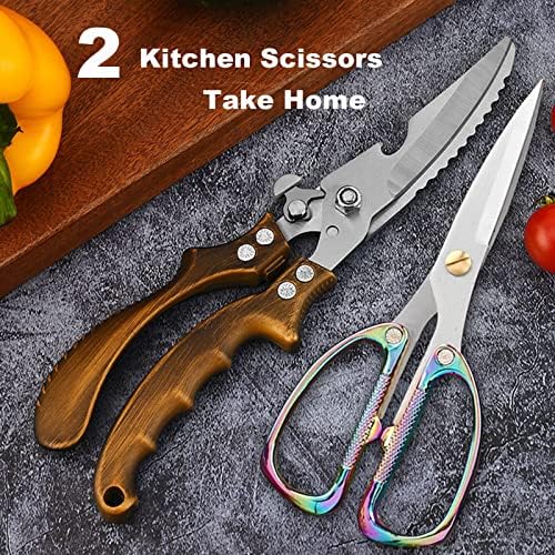 Poultry Shears 2-Pack, Heavy Duty Meat Scissors, Stainless Steel Spring Loaded