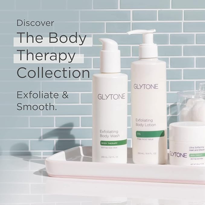 Glytone Exfoliating Body Lotion for Dry Skin, 17.5% PFAV Glycolic Acid Moisturizing Lotion, Reduce Keratosis Pilaris Bump, Fragrance Free Body Exfoliant, Revitalizing skin moisturizer, 8.4 Fl.Oz