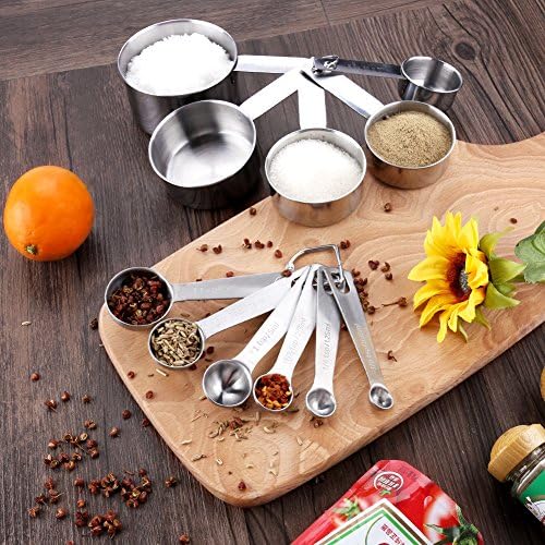 Accmor 11 Piece Stainless Steel Measuring Spoons Cups Set, Premium Stackable