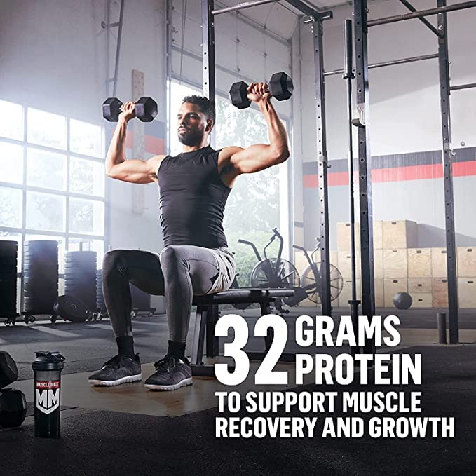 Muscle Milk Genuine Protein Powder, Strawberries ‘N Crème, 1.93 Pounds, 13 Servings, 32g Protein, 3g Sugar, Calcium, Vitamins A, C & D, NSF Certified for Sport, Energizing Snack, Packaging May Vary