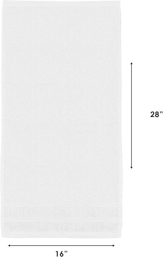 Kaufman - Premium Hand Towels Set for Bathroom, Spa, Gym, and Face Towel 100% Cotton Ring Spun, Ultra Soft Feel and Highly Absorbent Towels (White, 6-PK)