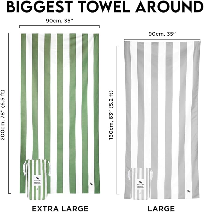 Dock & Bay Beach Towel - Quick Dry, Sand Free - Compact, Lightweight - 100% Recycled - Includes Bag - Cabana - Set E (4), Large (160x90cm, 63x35)