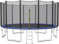 GYMAX Trampoline, 8FT 10FT 12FT 14FT 15FT 16FT Recreational Trampolines w/Safety Enclosure Net & Ladder - ASTM Certificated, Outdoor Trampoline for Kids and Adults
