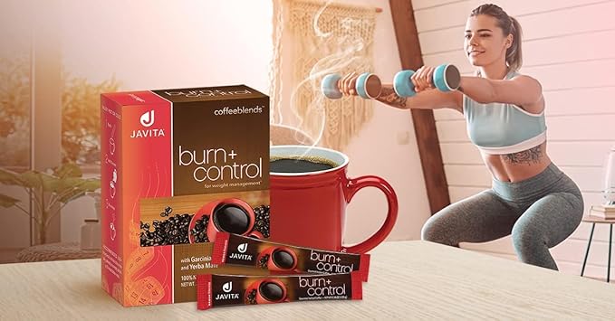 Javita Burn + Control Instant Coffee, Weight Management Herbs: Garcinia Cambogia & Yerba Mate, Slimming Coffee with Help of Exercise, Keto, Dieters Drink, 2 box / 24 (4.55g Sticks), 48 Count