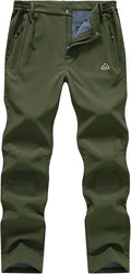 Gopune Men's Snow Ski Waterproof Softshell Pants Outdoor Windproof Warm Hiking Insulated Pants