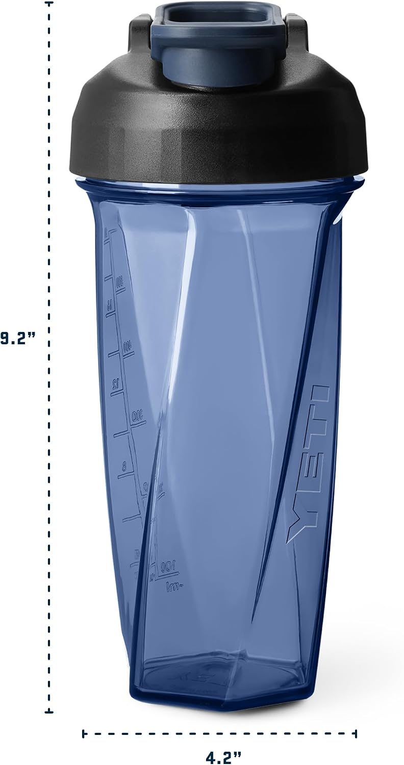 YETI Yonder Helimix Vortex Blender Shaker Bottle Holds up to 27oz | No Blending Ball or Whisk | USA Made | Portable Pre Workout Whey Protein Drink Shaker Cup | Dishwasher Safe, Navy