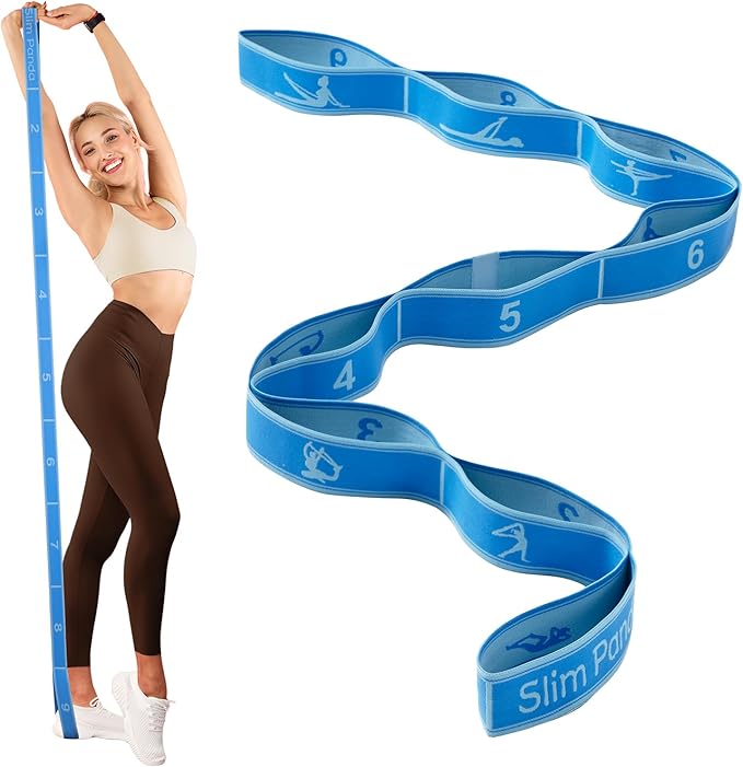 Slim Panda Stretch Strap, Dance Stretch Bands Flexibility, Elastic Yoga Stretching Strap with 9 Loops for Physical Therapy, Pilates, Yoga, Ballet, Gymnastics Stretching Bands for Exercise
