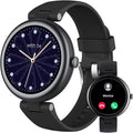 Fitness Tracker, Round Fitness Watches for Women with Bluetooth Call Heart Rate Monitor Sleep Tracker Calorie/Step Counter, Birthday Gift for Women Lady Mom Waterproof (Black)