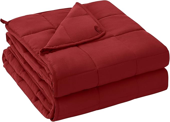 yescool Weighted Blanket for Adults (30 lbs, 88” x 104”, Red) Cooling Heavy Blanket for Sleeping Perfect for 290-310 lbs, King Size Breathable Blanket with Premium Glass Bead