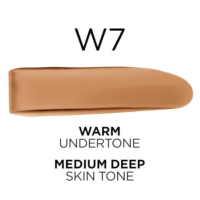 L'Oreal Paris True Match Super-Blendable Foundation, Medium Coverage Liquid Foundation Makeup, W7, Medium Deep, 1 Fl Oz