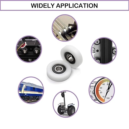 MroMax Roller Idler Bearing Pulley-8 x 22 x 7mm Sliding Conveyor Nylon Wheel with 688ZZ Bearing for Furniture, Hardware Accessories and Mobile Door White 4Pcs