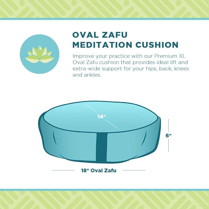 Bean Products Zafu Meditation Pillows for Sitting on Floor, Yoga Cushion, Cotton/Buckwheat Fill Yoga Pillow, Zafu Meditation Cushion, Zen Kneeling Prayer Pad- Made in USA, 14"x18" Oval- Forest Green