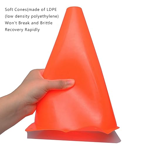 Alyoen 9 inch Orange Traffic Cones, Plastic Sports Cones, Soccer Training Cones for Outdoor Activity & Festive Events (Sets of 10/15/ 20)