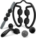 Odoland Foam Roller Set with 360° Trigger Point Massage Roller, Muscle Roller Stick, Y Shaped Handheld Roller, 2 Massage Ball for Leg, Arms, Muscle Myofascial and Deep Tissue Pain Relief, Black