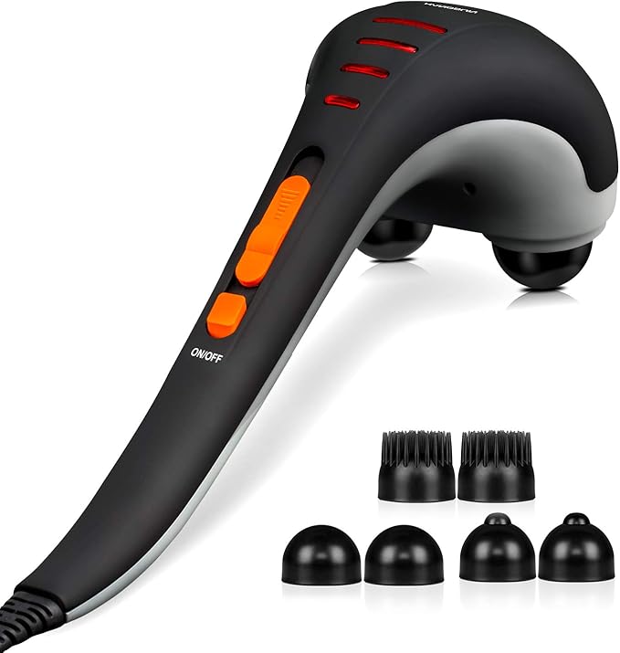 Handheld Neck Back Massager for Pain Relief Deep Tissue, Double Head Full Body Percussion Massage MG400 for Shoulder, Leg, Foot, Muscles