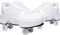Double-Row Deform Wheel Automatic Walking Shoes Invisible Deformation Roller Skate 2 in 1 Removable Pulley Skates Skating Parkour