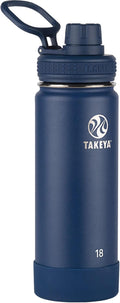 Takeya Actives Water Bottle with Spout Lid - Bottle with Double Stainless Steel Insulation - Dishwasher Safe & BPA-Free - Bottle with Spout Lid & Removable Bumper - 18 oz, Midnight Blue