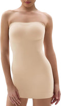 SHAPERX Strapless Shapewear Dress for Women Tummy Control Seamless Full Body Shaper Slip with Removable Straps
