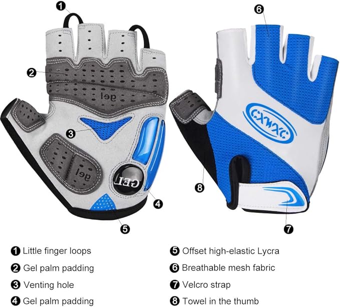 CXWXC Cycling Gloves for Men Women - Breathable Gel Road Mountain Bike Riding Gloves - Anti-Slip Bike Glove for Fitness Cycling Training Outdoor Sports