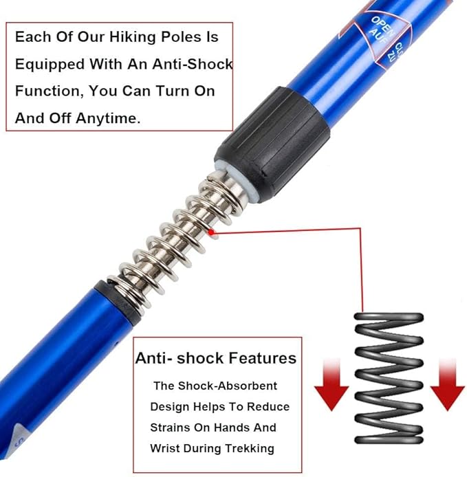 Aihoye Hiking Trekking Poles, 2 Pack Collapsible, Lightweight, Anti Shock, Walking Sticks, Adjustable Hiking Pole for Men and Women