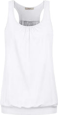 Miusey Womens Sleeveless Round Neck Loose Fit Racerback Yoga Tank Top