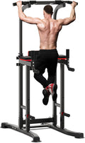 Outdoor Basic Power Tower Max Pull Up Bar and Dip Station - Heavy Duty 1600LBS Weight Capacity, Reinforced Steel Frame for Maximum Stability, Multi-Function Home Gym Equipment with Adjustable Height for Strength Training Fitness