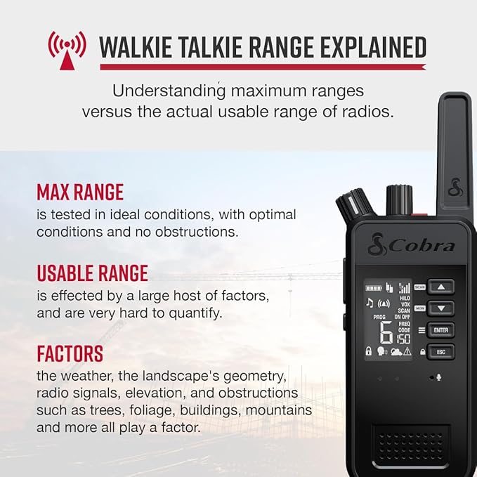 Cobra Performa 450 Business Radios (6-Pack with Dock) - 6-Channel UHF/LMR Professional Two Way Radios, Waterproof Walkie Talkies, Shockproof, IP67 & MIL-SPEC Rated, 18hr Battery, LCD Screen