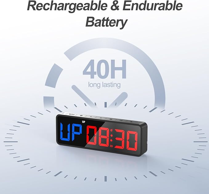 ANJANK Small Portable Gym Timer Clock, Strong Magnet, Workout Interval Timer with Powerful Battery, Stopwatch, Remote Control, Adjustable Brightness, Fitness Digital Timer for Home/Garage/Boxing