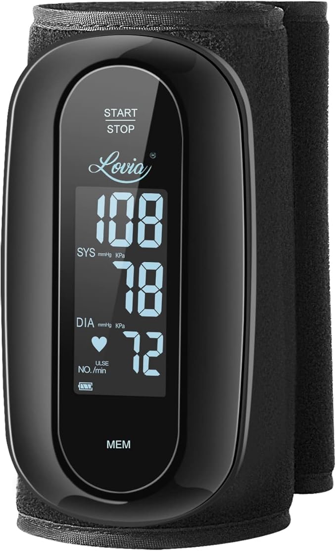 Blood Pressure Monitor Upper Arm with One Piece Design, Digital BP Machine for Home Use with Cuff Size 9-14 Inch, Portable Meter, Built-in Battery