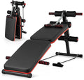 GYMAX Sit Up Bench, 330lbs Folding Decline Workout Bench with Spring Handle, Elastic Ropes & 4 Level Adjustable Height, Incline Weight Bench for Situp, Ab Crunch, Strength Training Exercise for Home Gym