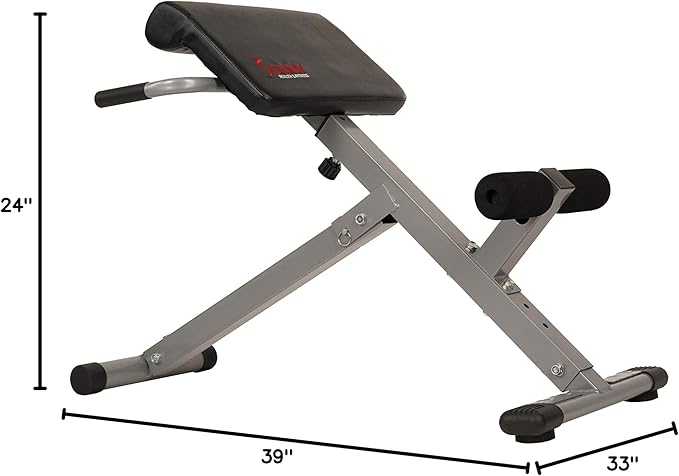 Sunny Health & Fitness Foldable Hyperextension Roman Chair w/Back Extension, Home Gym Sit Up Bench for Glute & Ab Workouts, Optional Adjustment Incline & Multi-Function Heavy-Duty Exercise Equipment