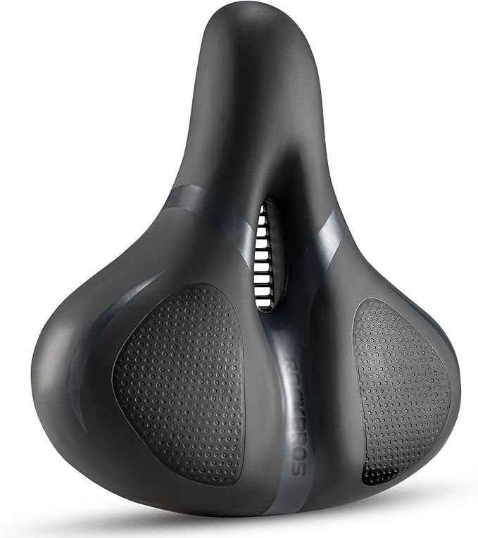 ROCKBROS Bike Seat Cushion for Men Women with Handle & Dual Shock Absorbing Ball Memory Foam - 3 Zone Concept Bike Saddle, Soft Wide Waterproof Mountain Bicycle Accessories