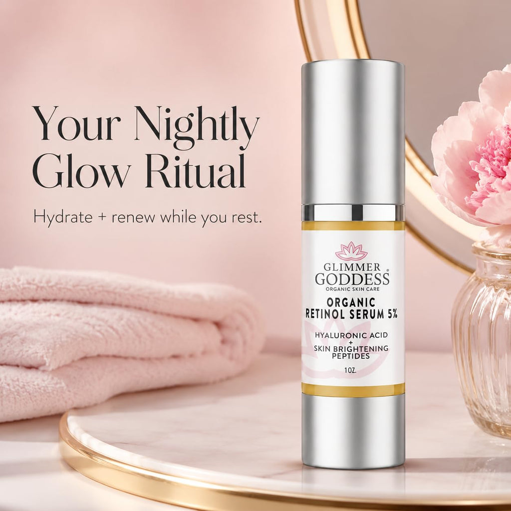 Glimmer Goddess Organic Retinol Serum 5% with Hyaluronic Acid & Squalane 1 oz (SEASONAL)