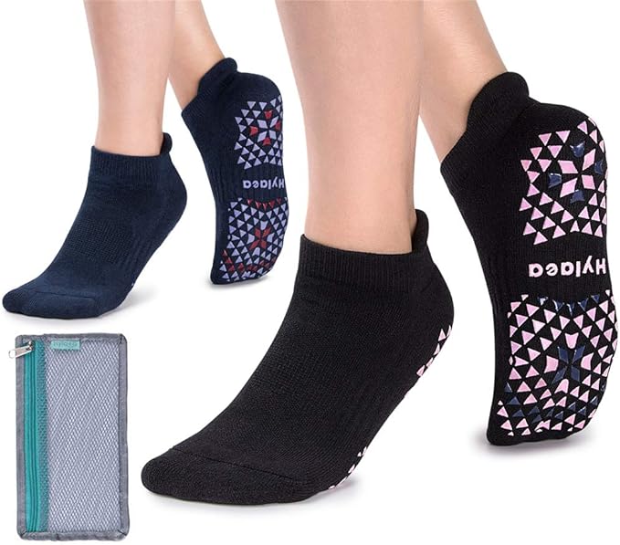 Hylaea Unisex Non Slip Socks with Grip for Yoga, Hospital, Pilates, Barre | Ankle, Cushioned
