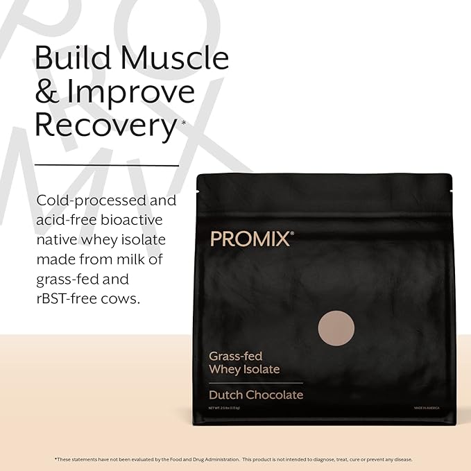 ProMix Nutrition Whey Protein Isolate Powder, Chocolate - Grass-Fed - ­Post Workout Fitness & Nutrition Shakes, Smoothies & Cooking Recipes - Gluten-Free & Keto-Friendly - 2.5 Pound (Pack of 1)