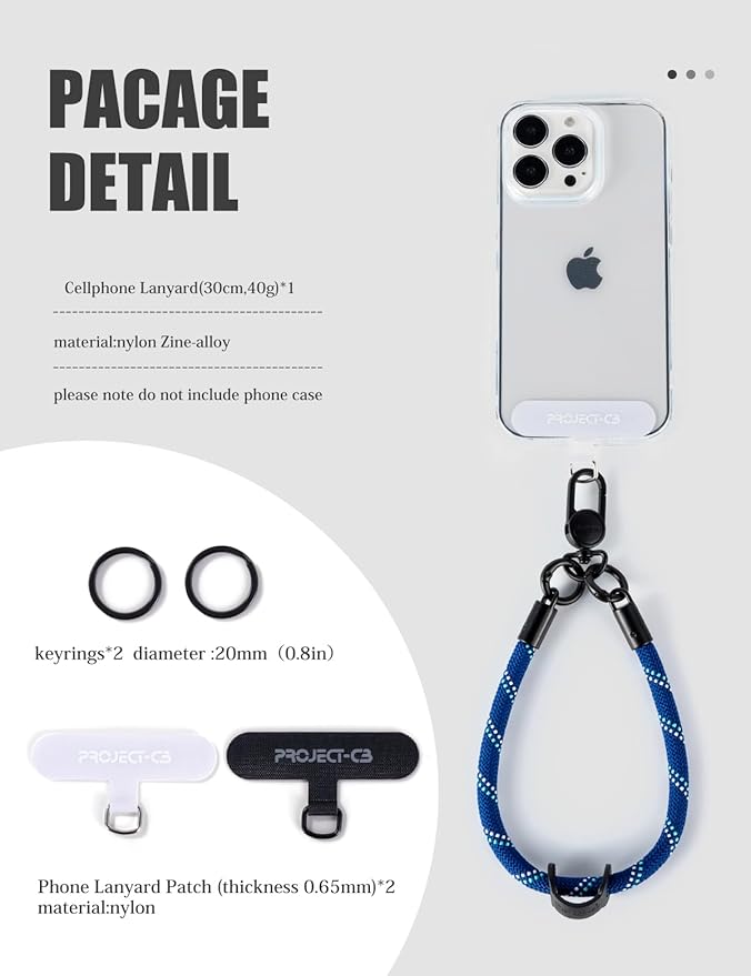 project-cb Phone Wrist Strap 1,Tether Tab 2,Phone Wristlet,Lanyard Wrist Strap,Key Holder,KeyChain,KeyRing×2(Khaki)