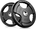 RitFit Olympic Rubber Grip Plates for Barbell, 2-Inch Weight Plates for Weightlifting and Strength Training in Home & Gym, Single, Pair and Sets(2.5/5/10/25/35/45 LB)